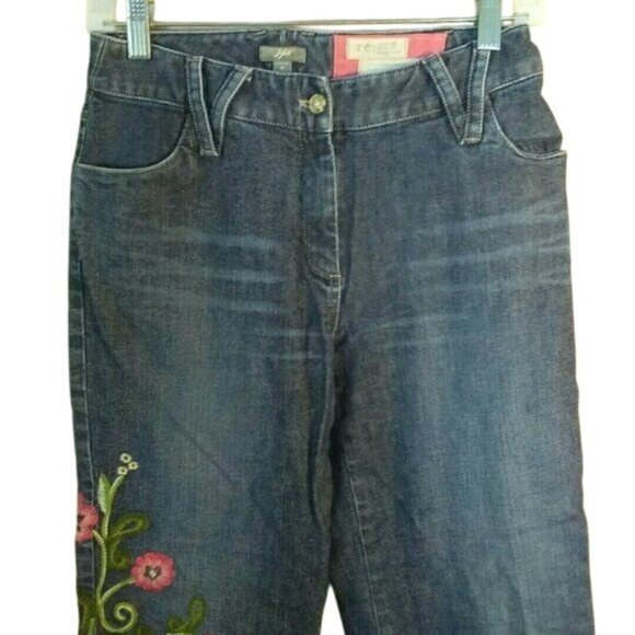 J Jill Jeans Womens Size 2 Floral Embroidered Cropped - Picture 3 of 8